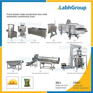 Fried potato chips production line with automatic continuous fryer